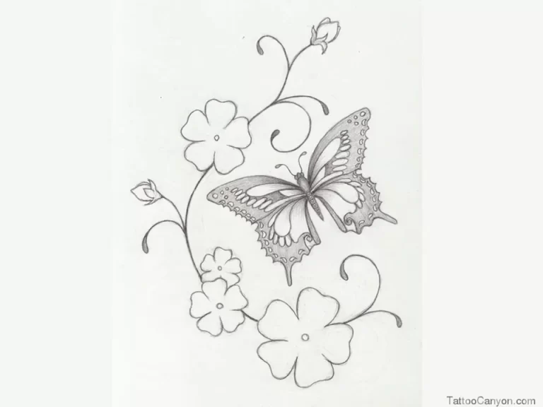 Изящная Бабочка На Цветке: Рисунок Карандашом В Деталях