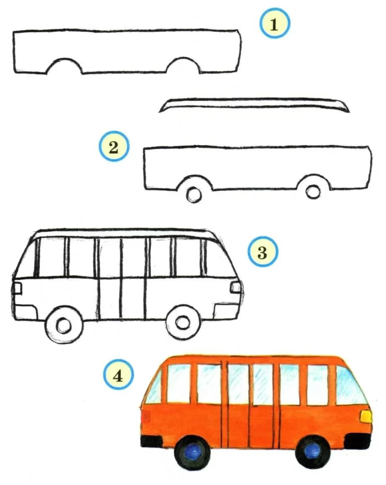 Автобус карандашом