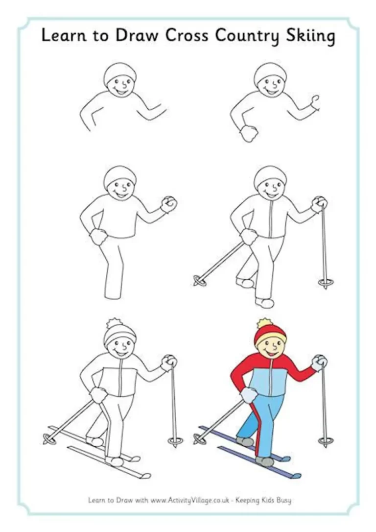 Лыжник рисунок карандашом