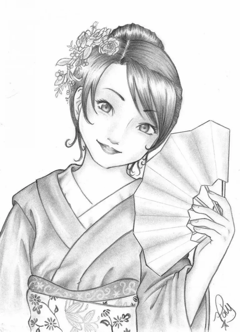 Рисунок японской девушки