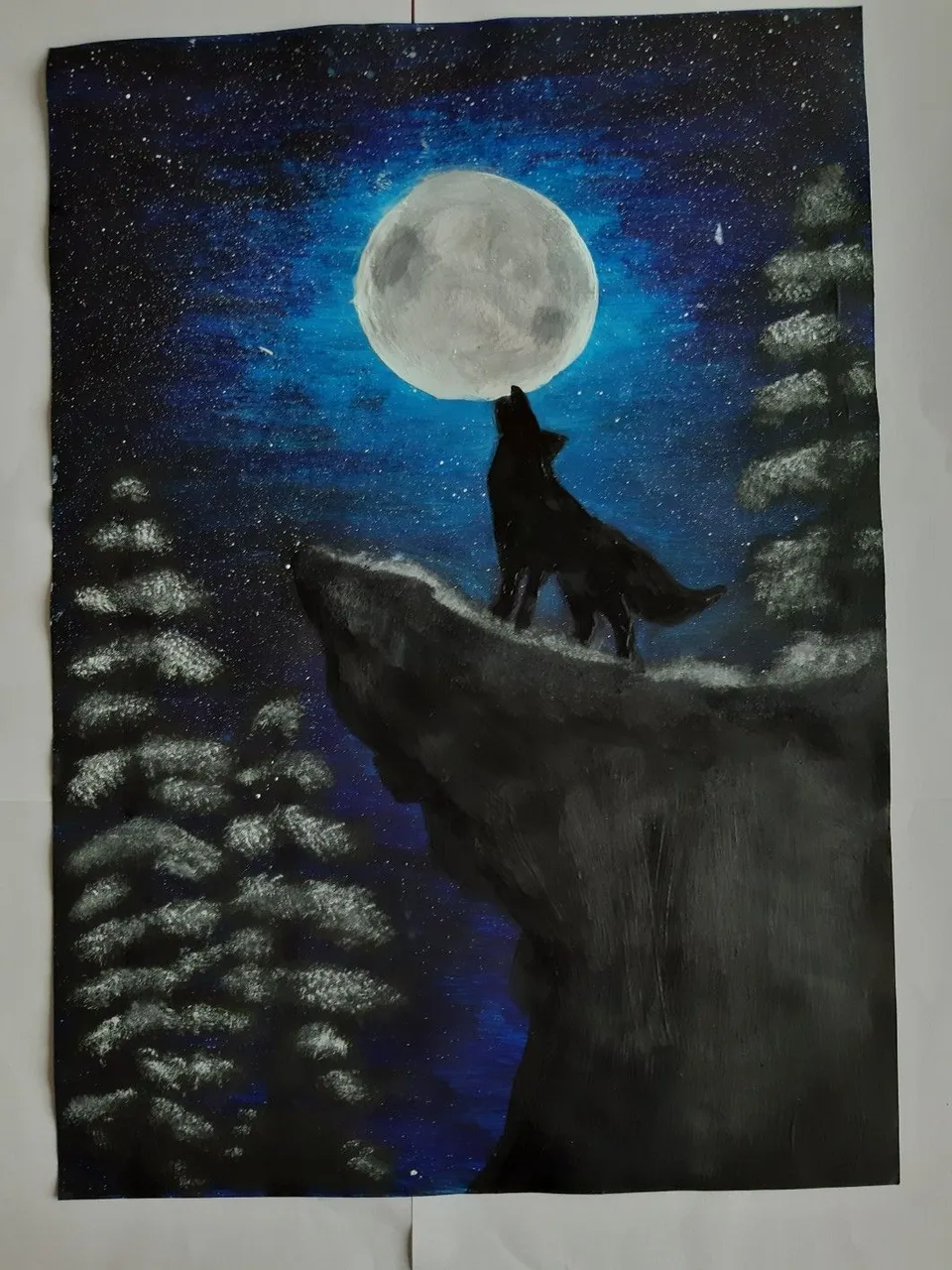 Картина волк воет на луну