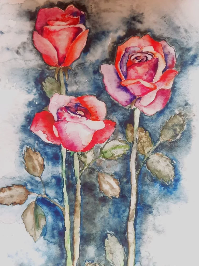 Роза: Красочный Рисунок В Технике Акварели