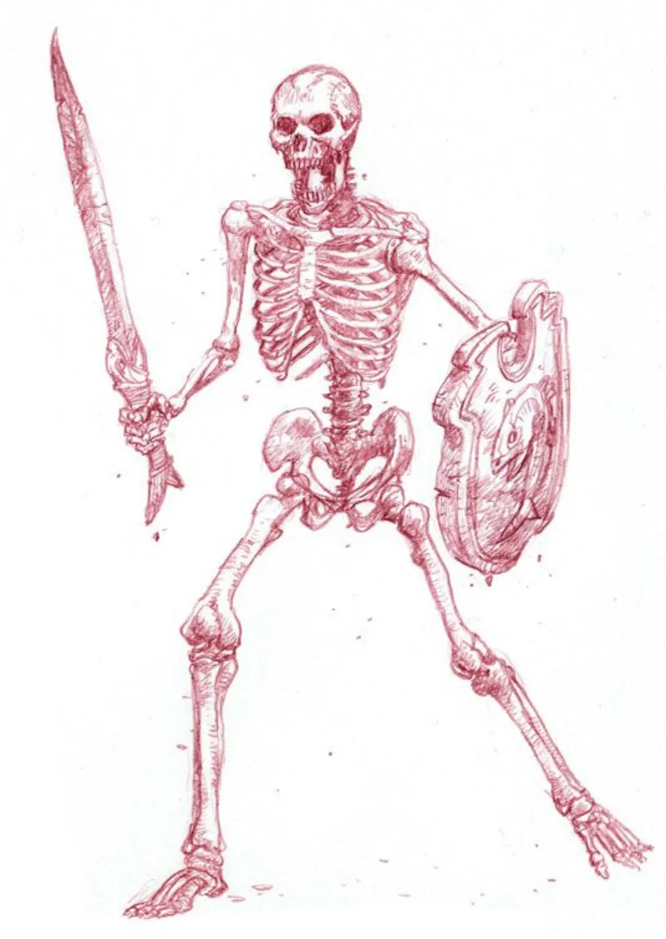 Скелет воин карандашом