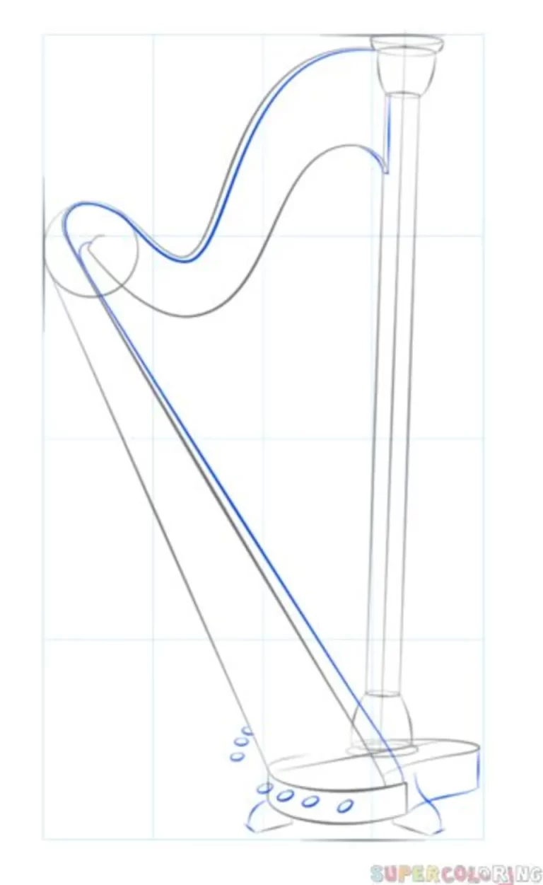 Арфа чертёж вид сбоку