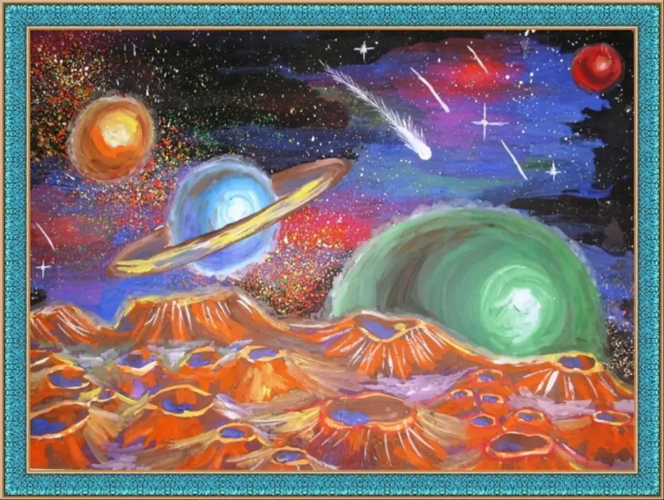 Космический пейзаж 6 класс музыка конспект. Чарльза Айвза космический пейзаж. Рисунок к космическому пейзажу Чарльза Айвза.
