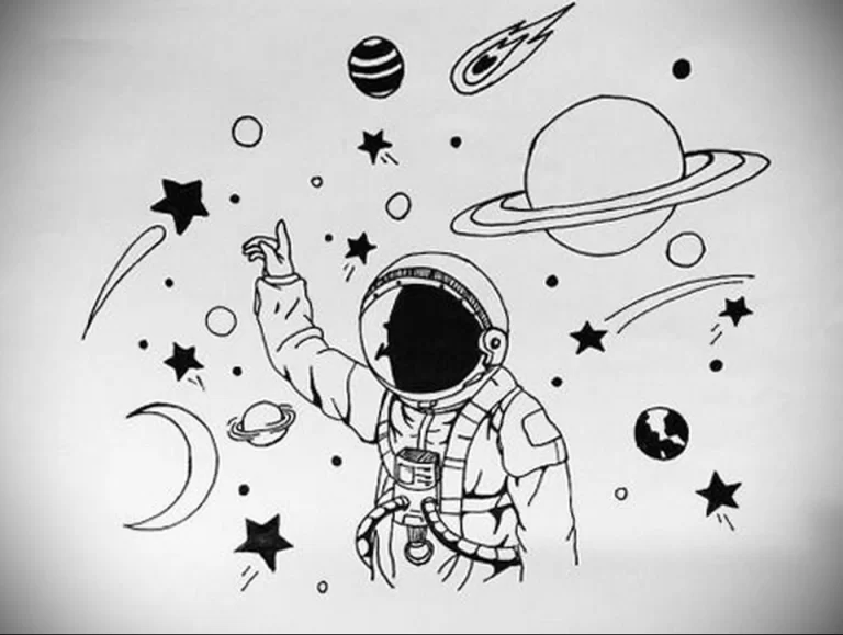 Космос черно белый рисунок