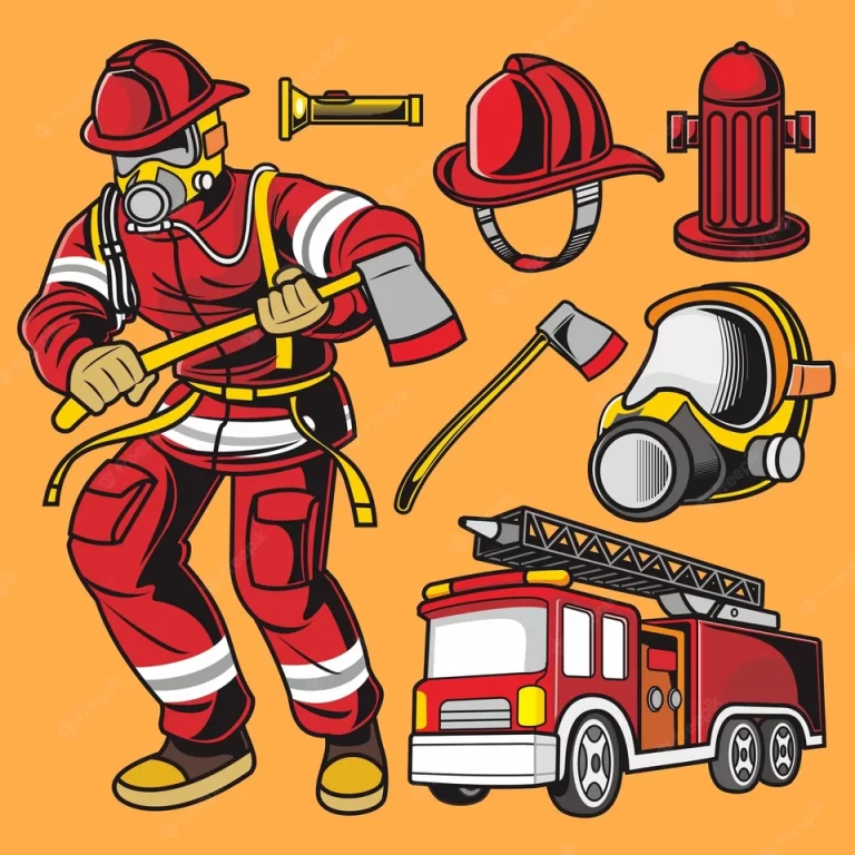 Пожарный в мультяшном стиле