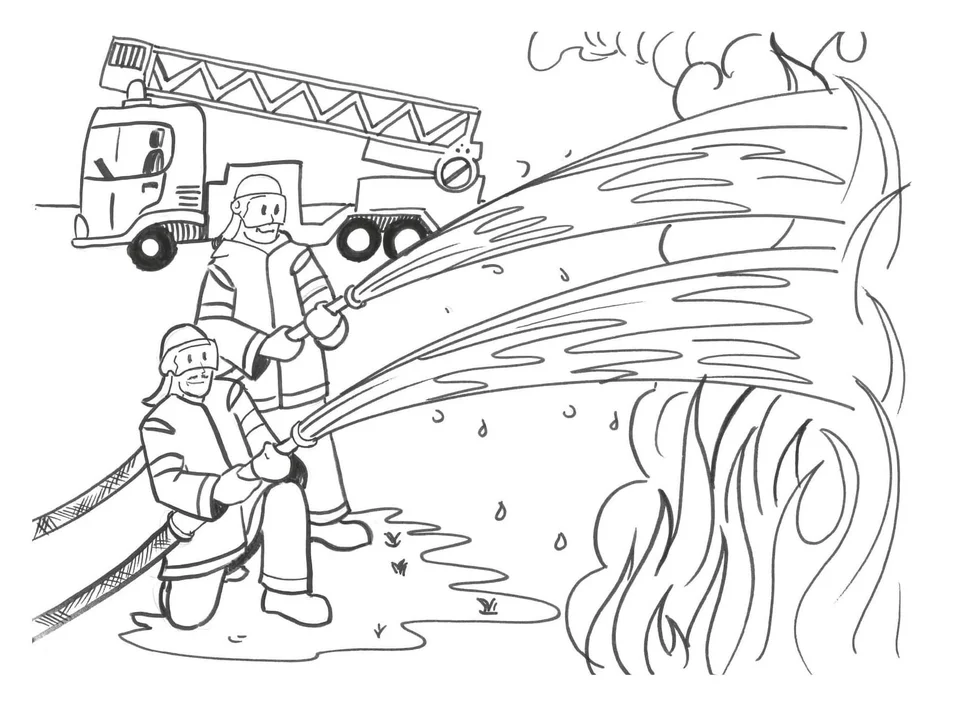 Раскраска пожарный