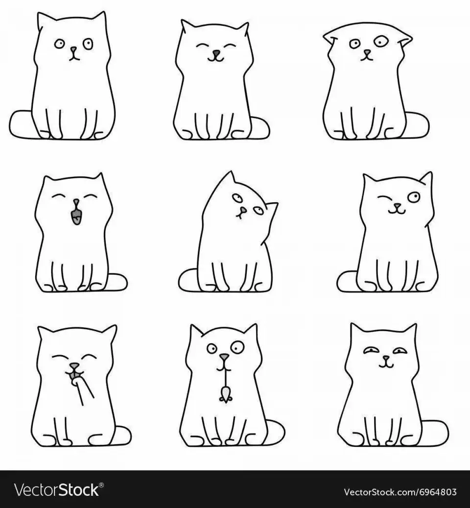 Милые котики для срисовки