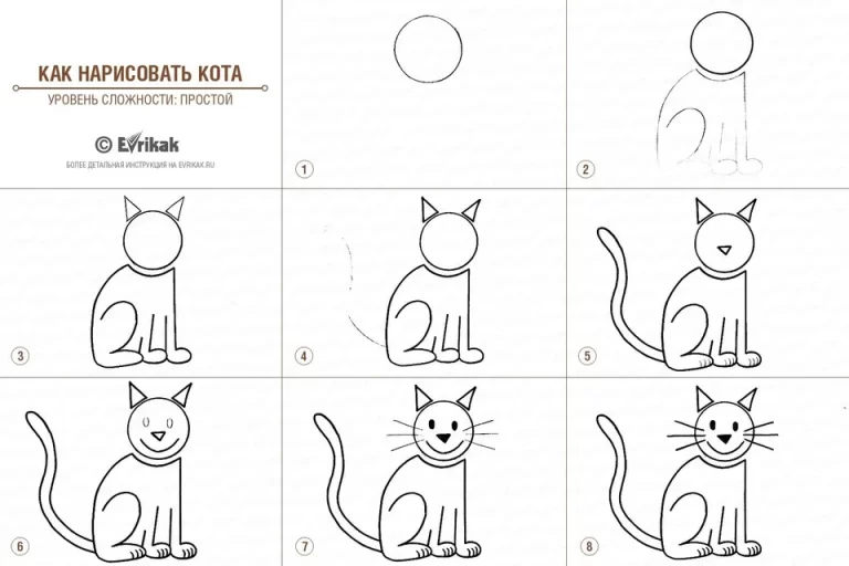 Изучаем Искусство: Как Нарисовать Кошку Карандашом Для Детей 1 Класса