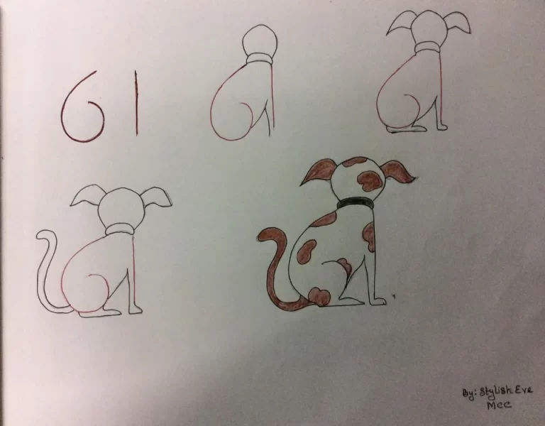 Собака из цифр рисунок