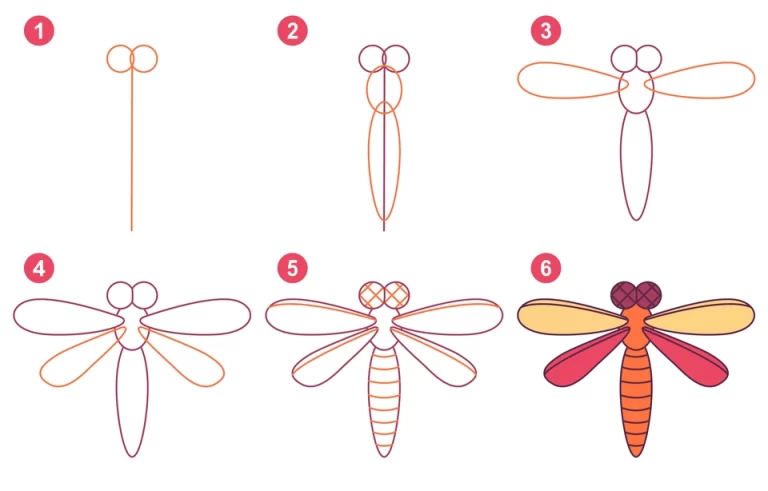 Поэтапное рисование насекомых