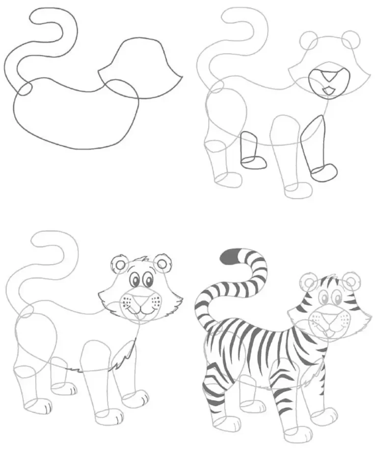 Простой Способ Нарисовать Тигра Для Детей: Пошаговая Инструкция