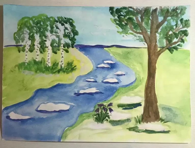 Пейзаж реки рисунок