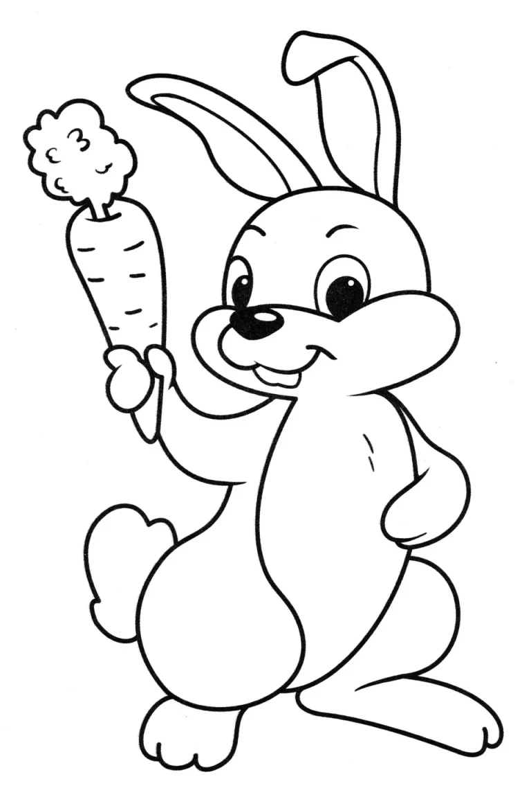 Заяц с морковкой раскраска