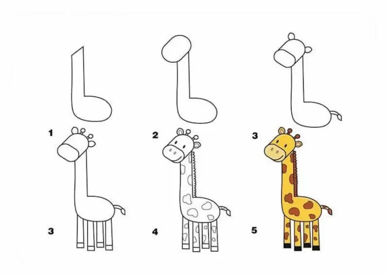 Жираф В Рисунках: Мастер-Класс По Нарисованию В 10 Шагах