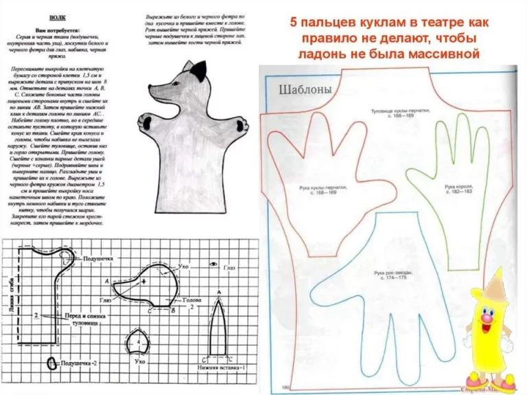 Выкройка перчатки для кукольного театра своими руками