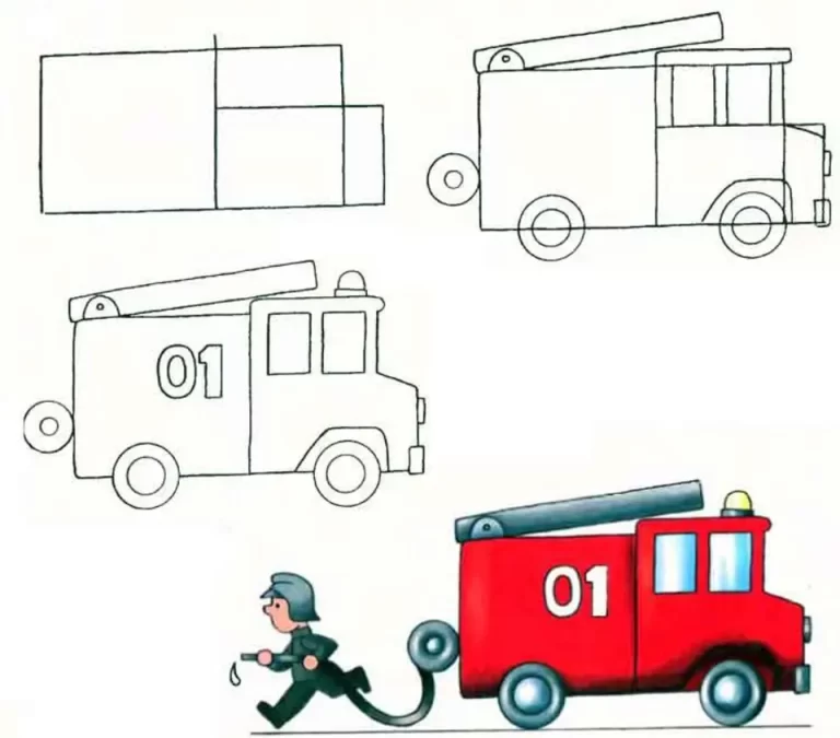 Урок рисования пожарная машина
