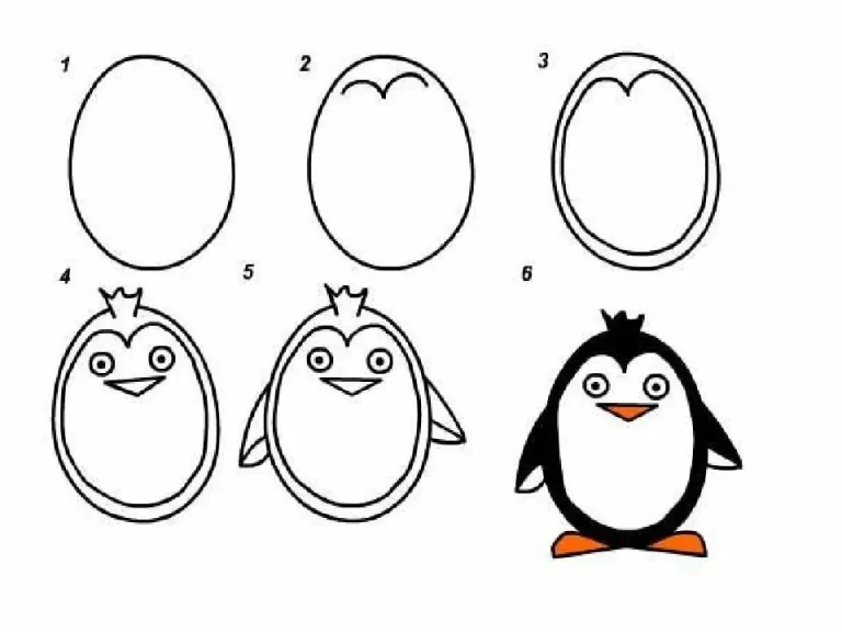 Пингвин рисунок для детей поэтапно