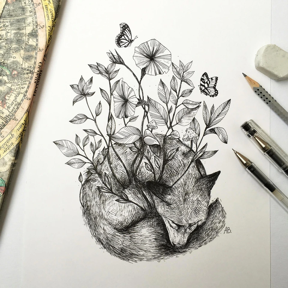 Рисунки гелевой ручкой