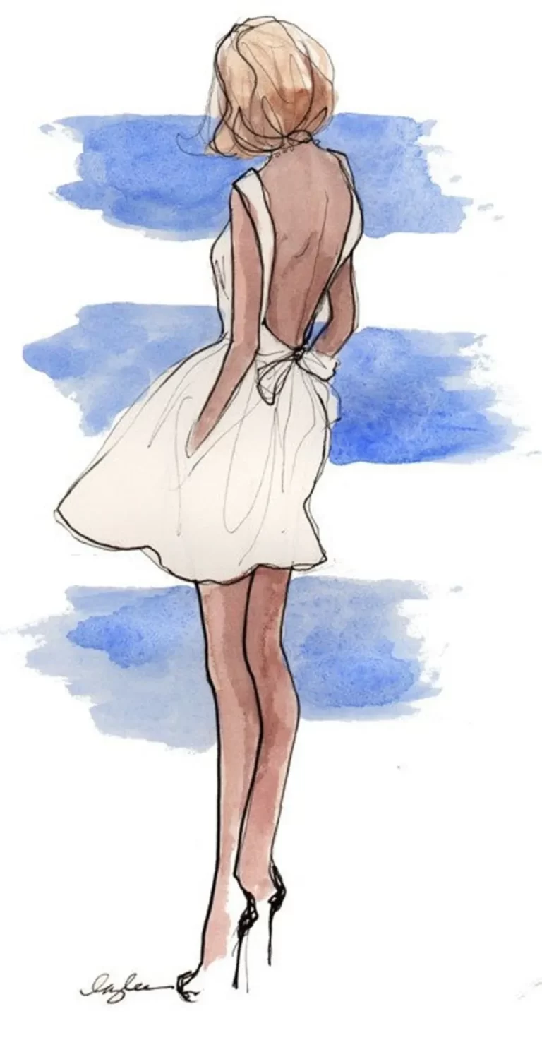 Рисунок девушки в платье