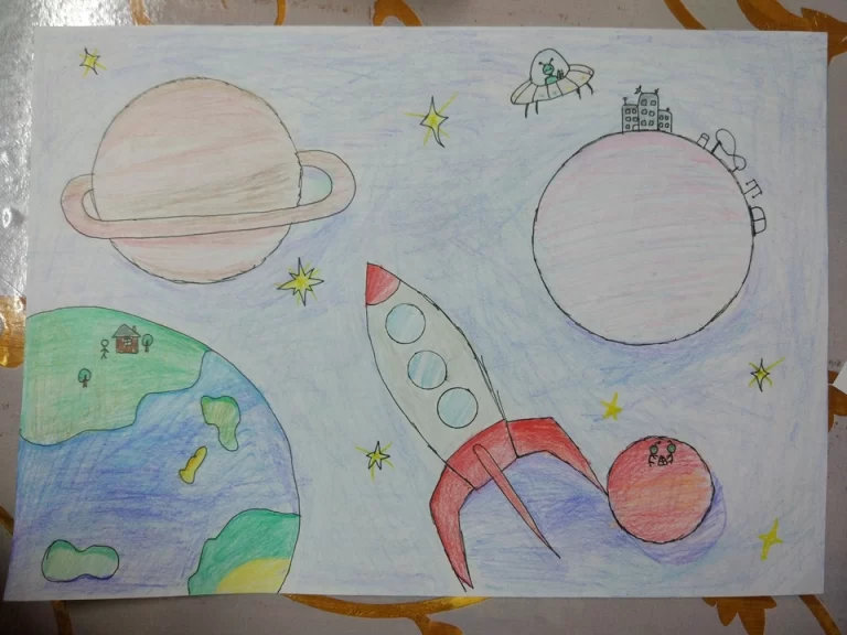 Рисование с детьми космос карандашами