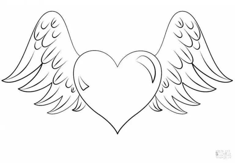 Раскраски сердечки с крыльями