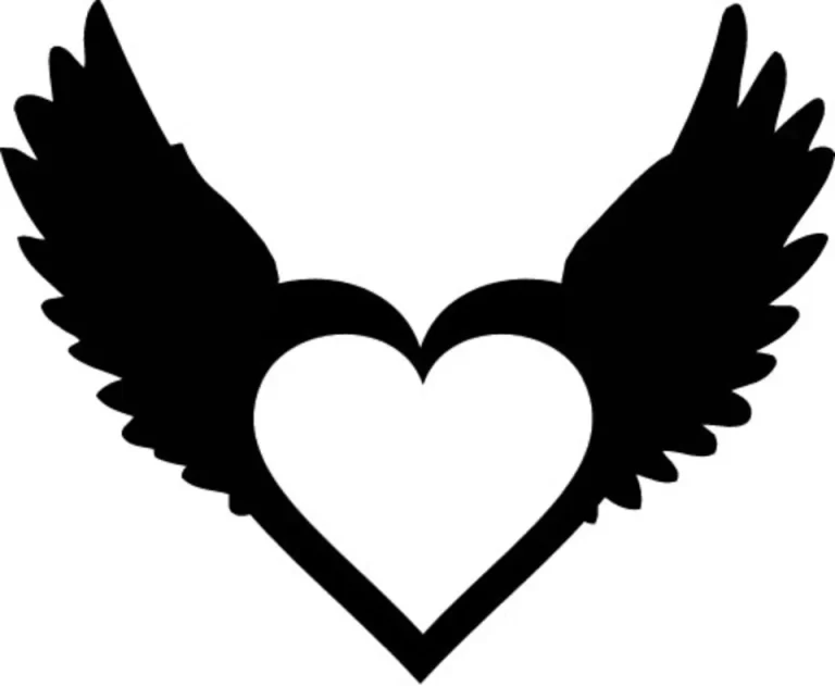 Сердце цернобелое с крыльями