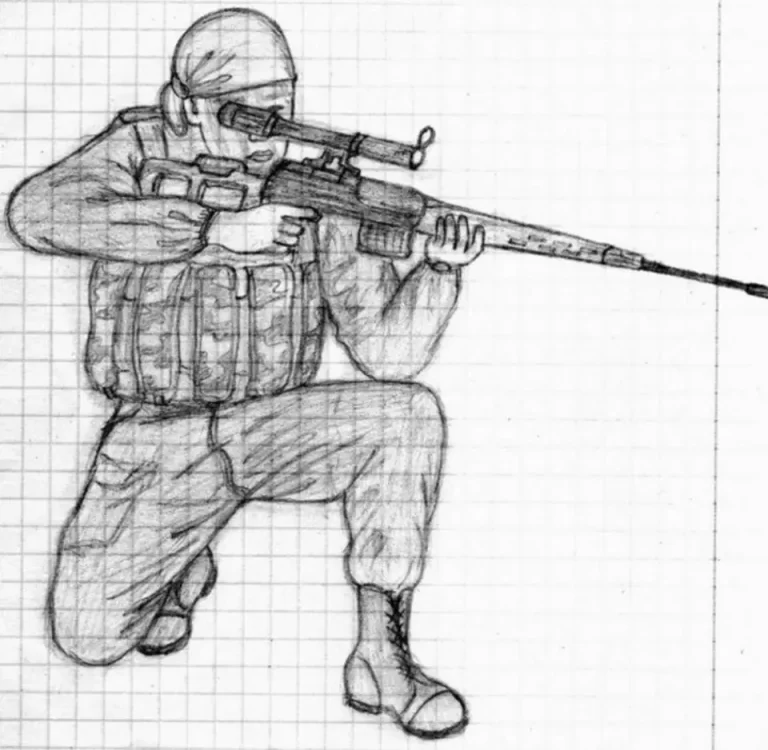 Иллюстрация Солдата В Полный Рост: Живописная Визуализация Военной Силы