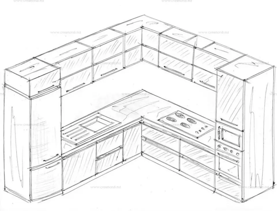 Эскиз угловой кухни