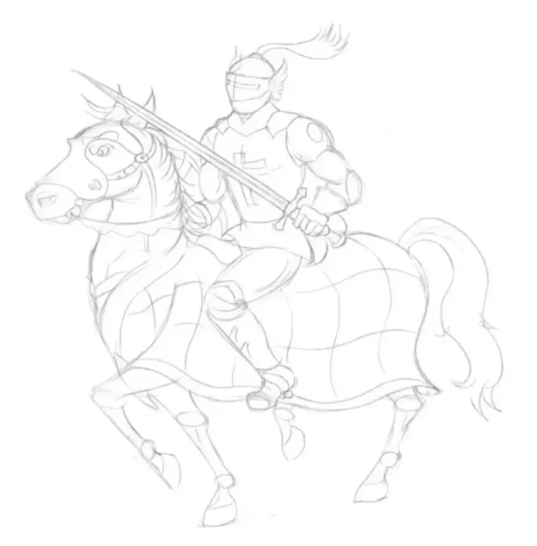 Богатырь на коне рисунок