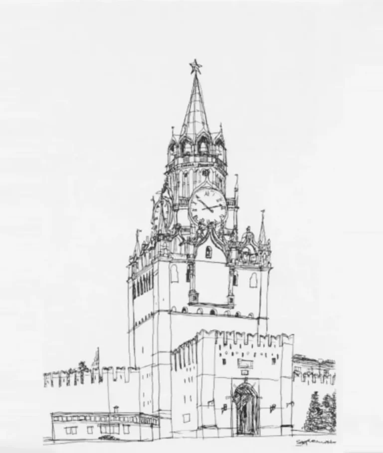 Спасская Башня В Великолепном Карандашном Рисунке: Впечатляющая Мастерская