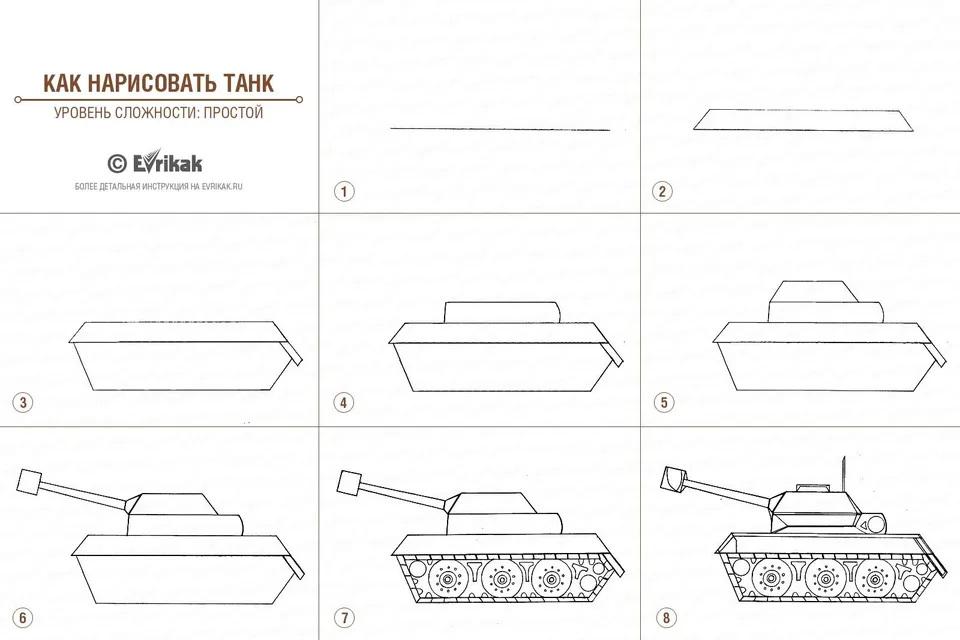 Танк поэтапно для детей