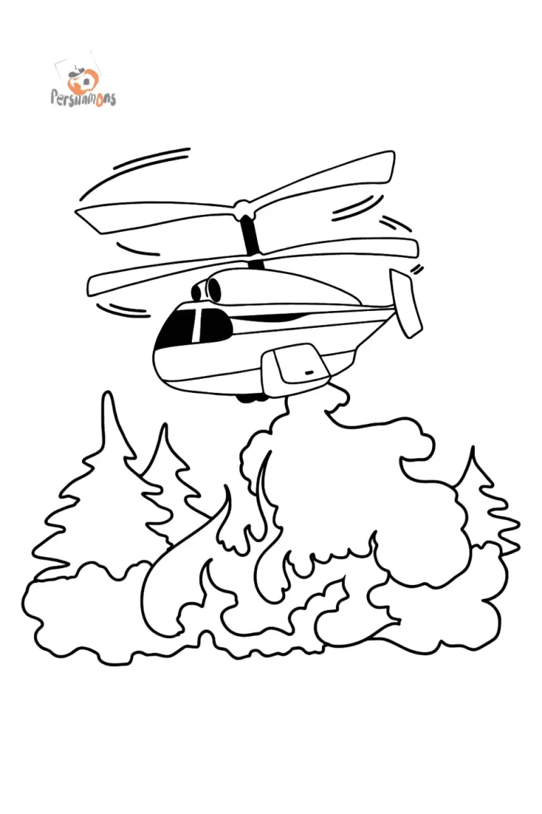 Рисунок: Вертолет Тушит Пожар В Захватывающей Сцене