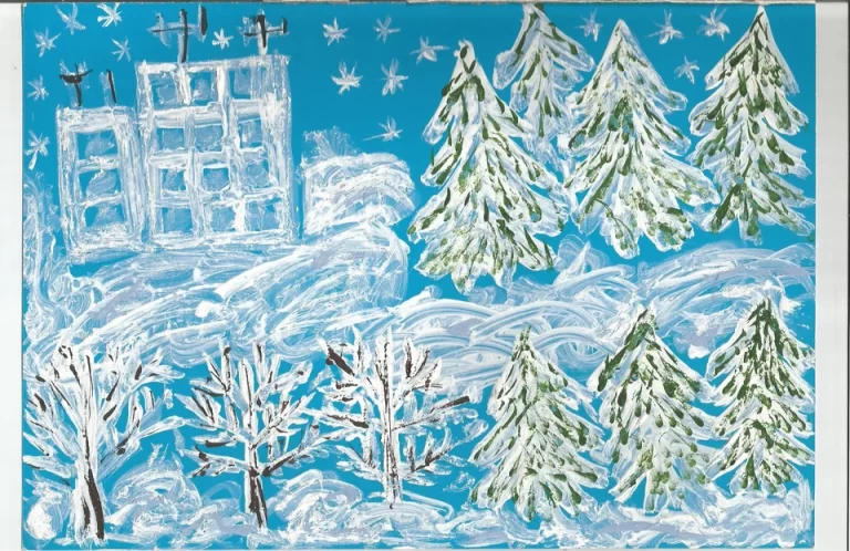 Зимний Пейзаж: Рисунок 4 Класса Воплощает Красоту Зимы