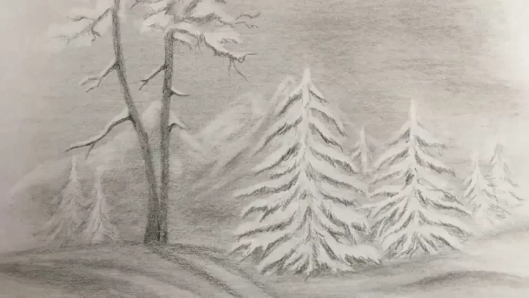 Зимний Пейзаж: Легкий Рисунок Карандашом В Великолепии